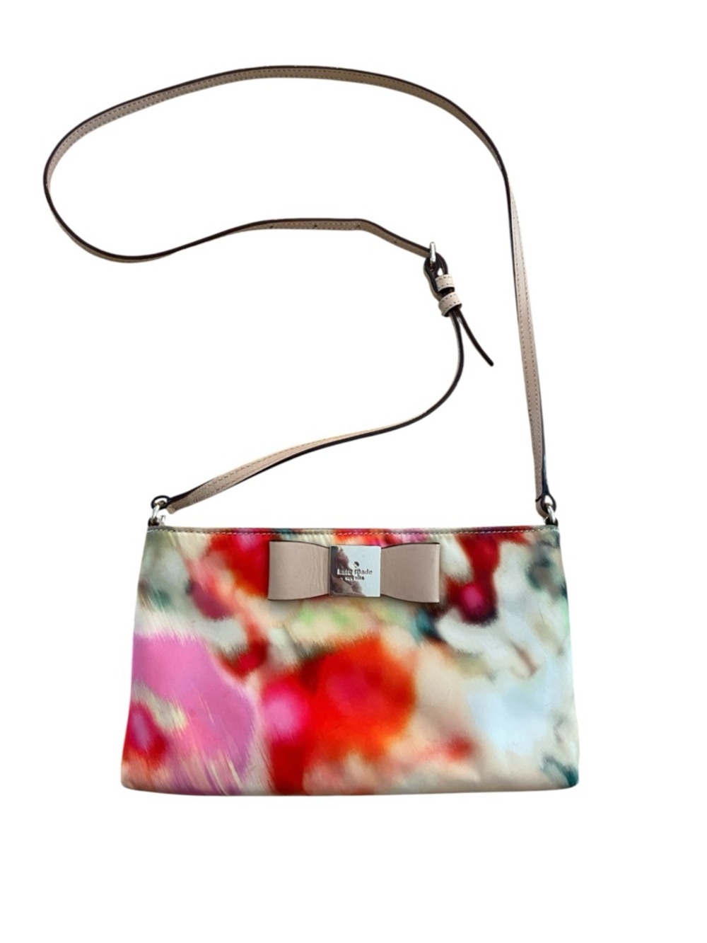 kate spade Multicolor Floral-Print Crossbody with Beige Bow‎